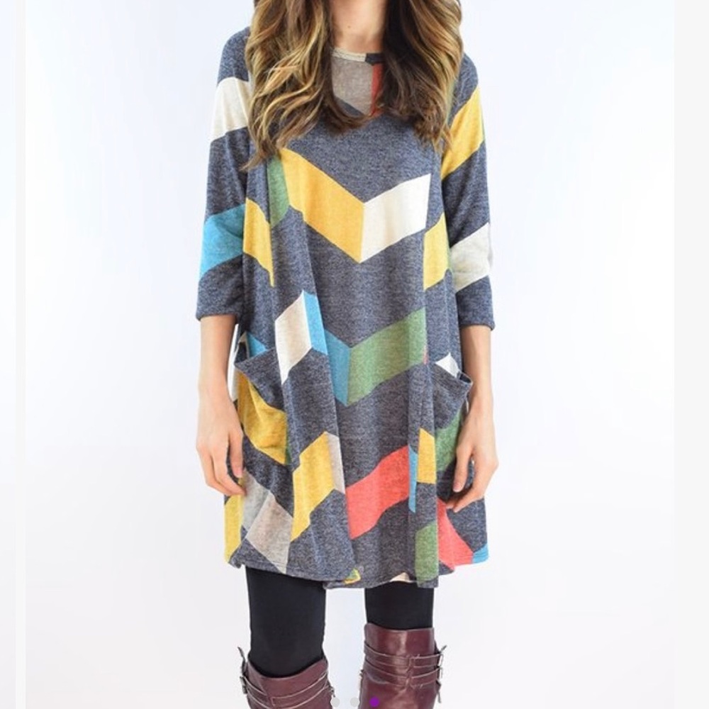 EUC Multicolor Chevron Tunic - Picture 3 of 5